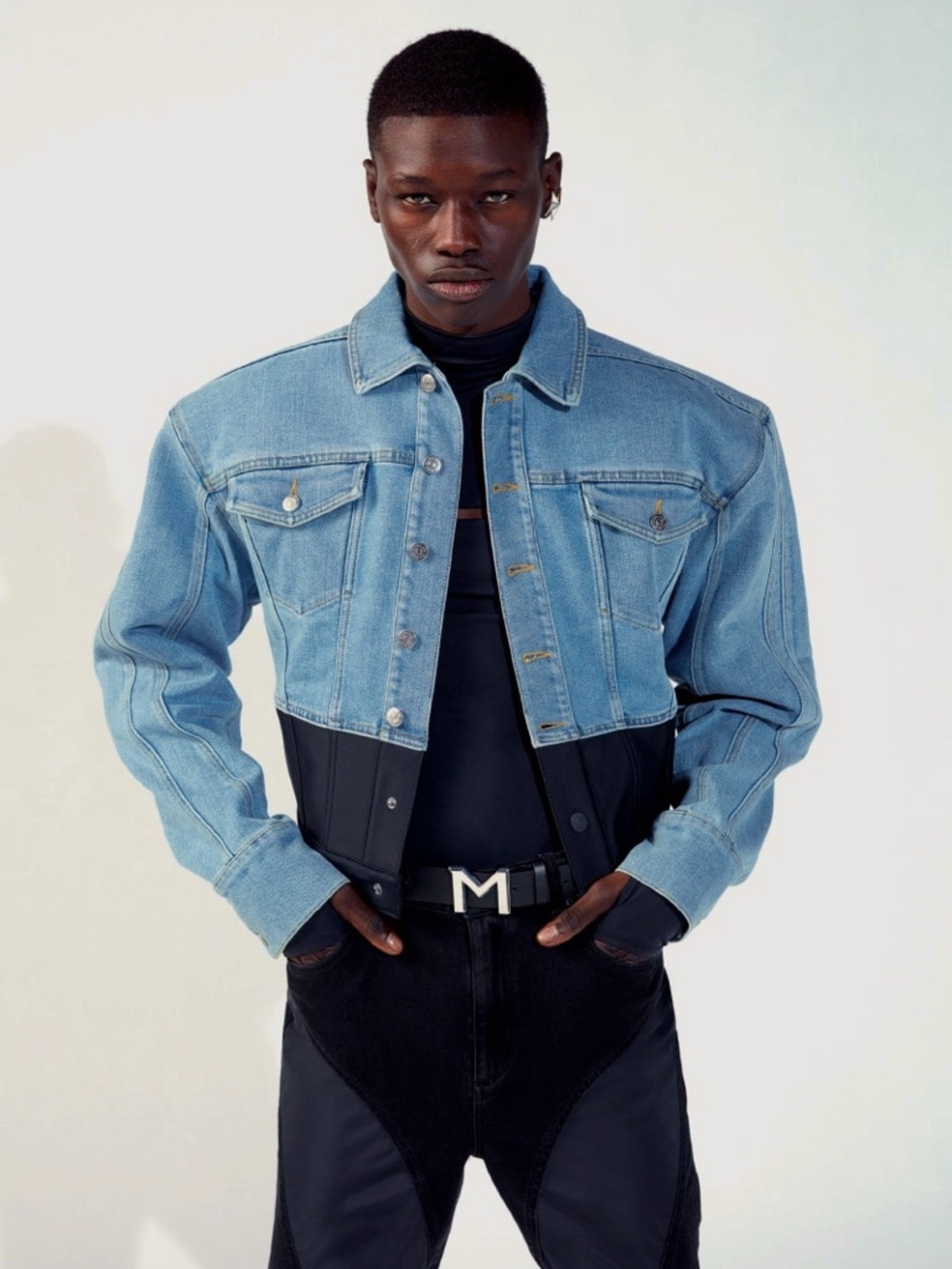 Mugler H&M Defined-Waist Denim Jacket Mens